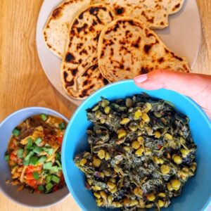 Pittige spinazie curry op Indiase wijze.