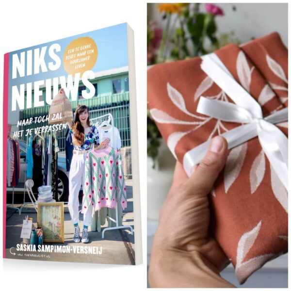 NIKS NIEUWS duurzame lifestyle boek met zero waste gift wrap, duurzaam cadeau